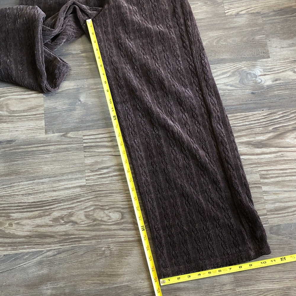 Aerie Offline Cable Knit Wide Leg Lounge Pants Chenille Trouser Brown Pull On - Picture 13 of 14